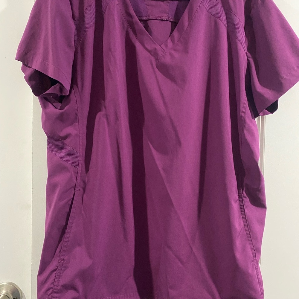 Fuchsia V-Neck Scrub Top